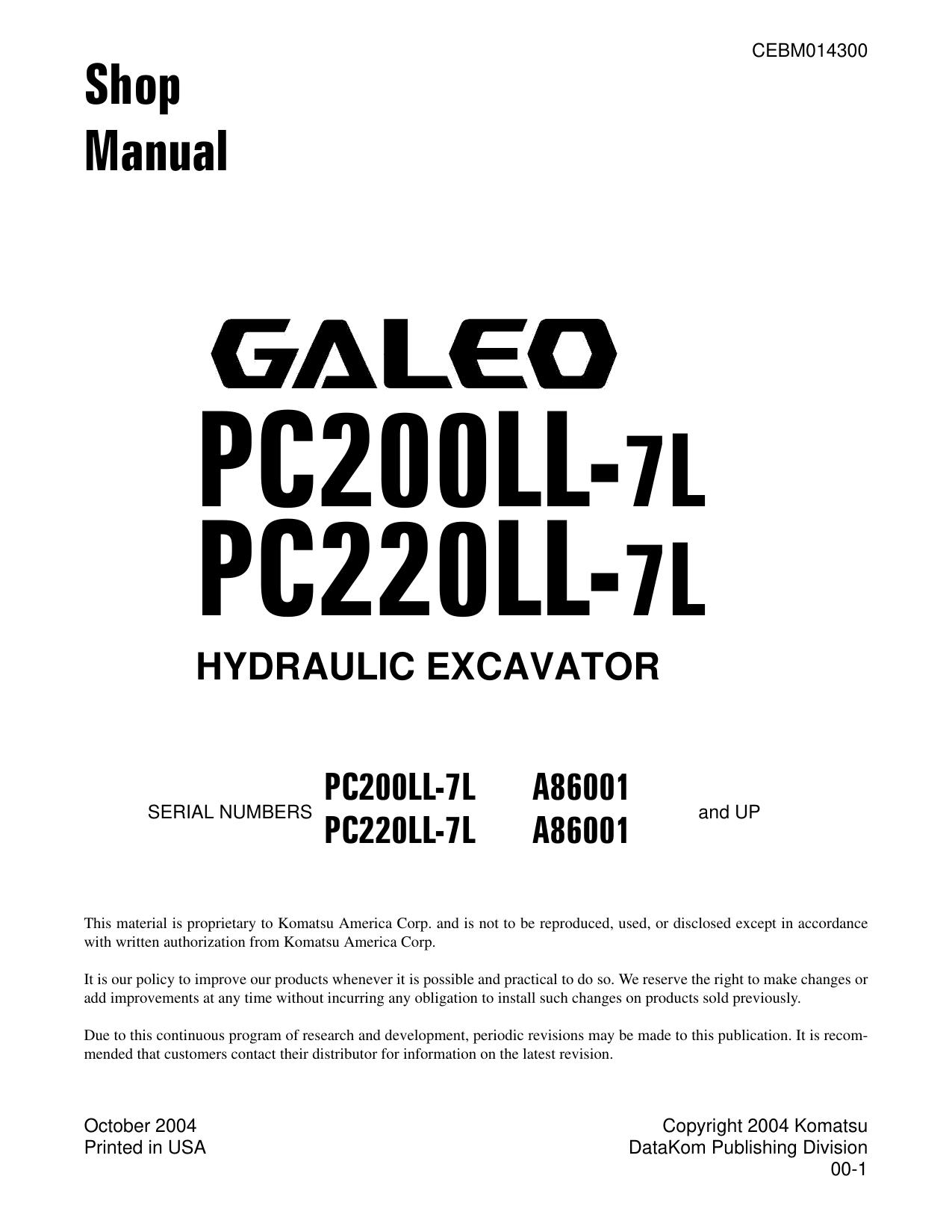 PC200LL-7L PC220LL-7L Shop Manual